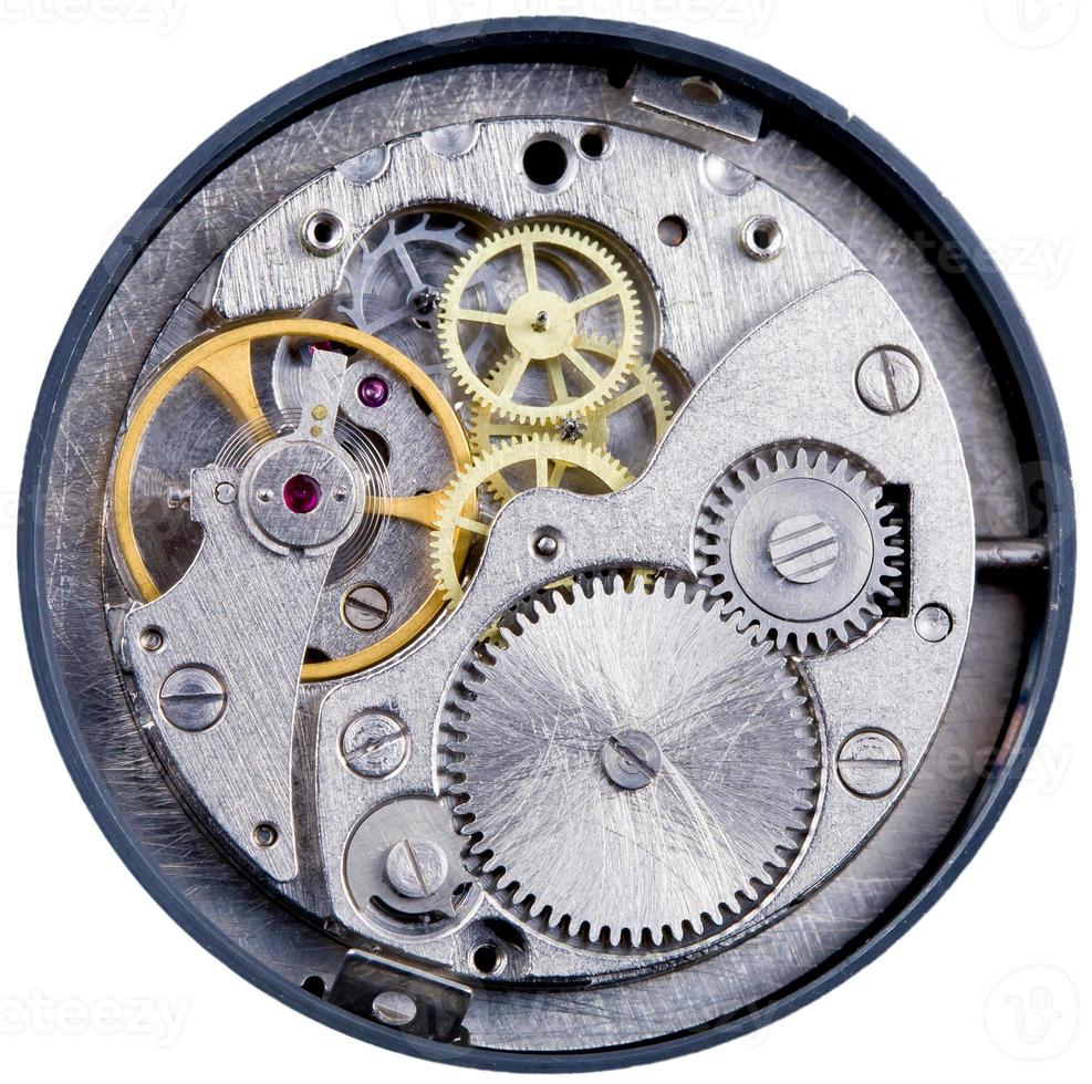 clockwork with gears, spring, ruby isolated photo
