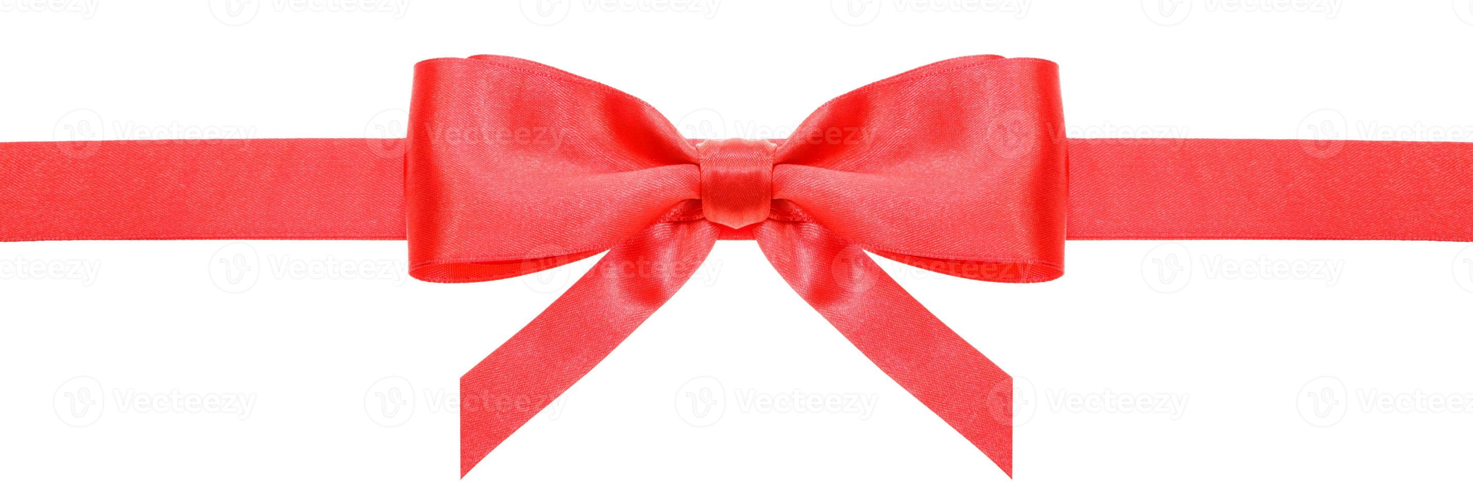 red ribbon and symmetric bow with vertical ends photo