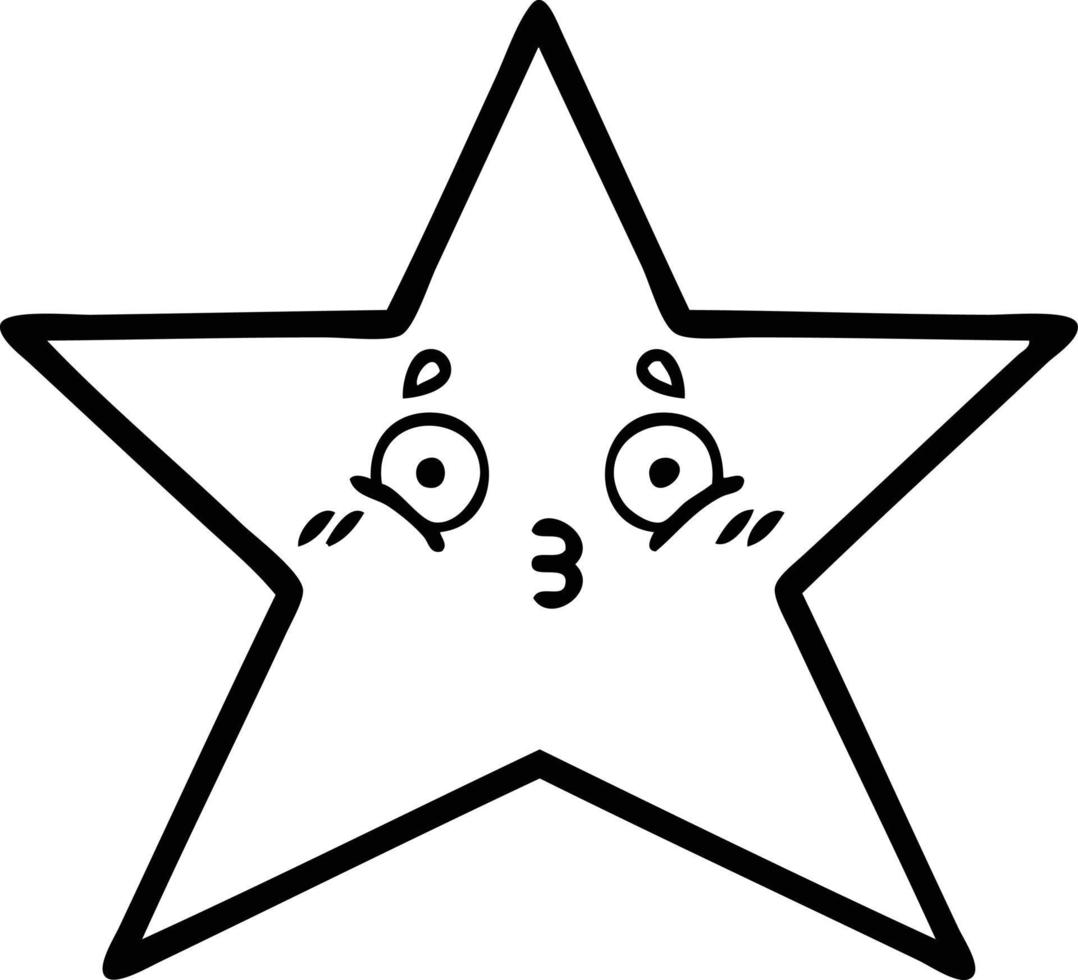 line drawing cartoon gold star vector