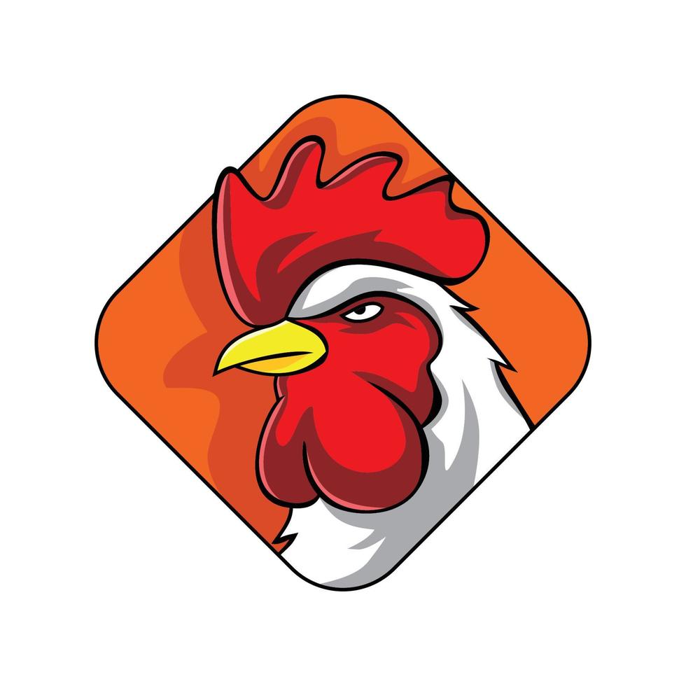 diseño de mascota de cabeza de gallo. carácter de pollo, signo y símbolo. vector