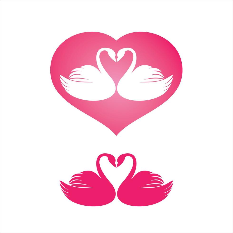 signo y símbolo de amor de cisne. Ilustración de vector de icono romántico