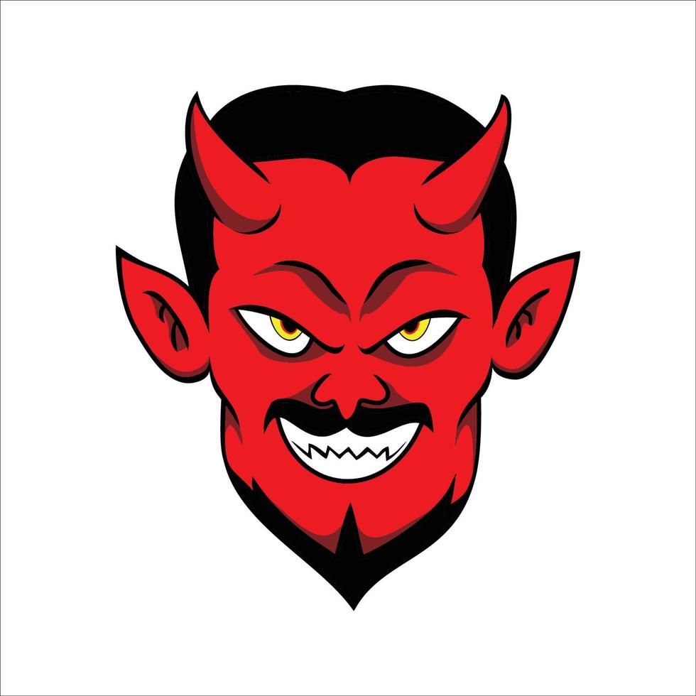 Ilustración de vector de cabeza de diablo. signo y símbolo del demonio.