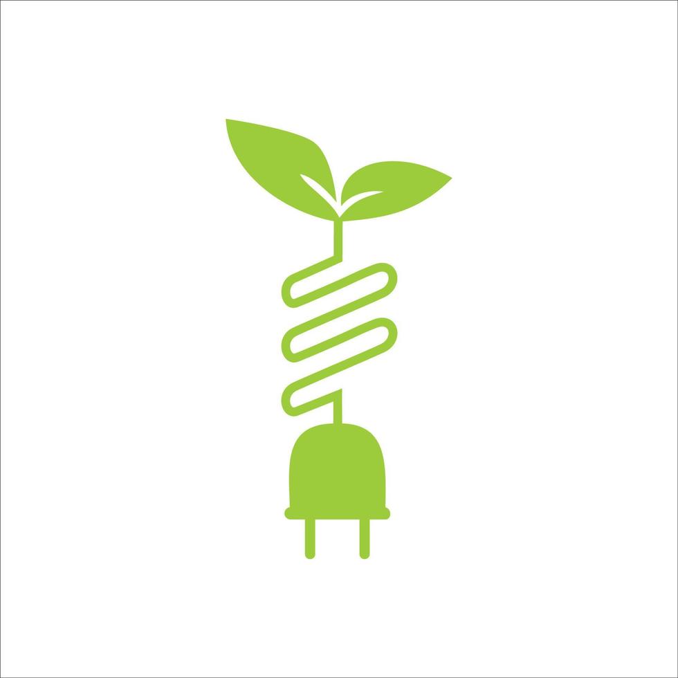 signo y símbolo de energía verde. ilustración de vector de icono eléctrico y hoja