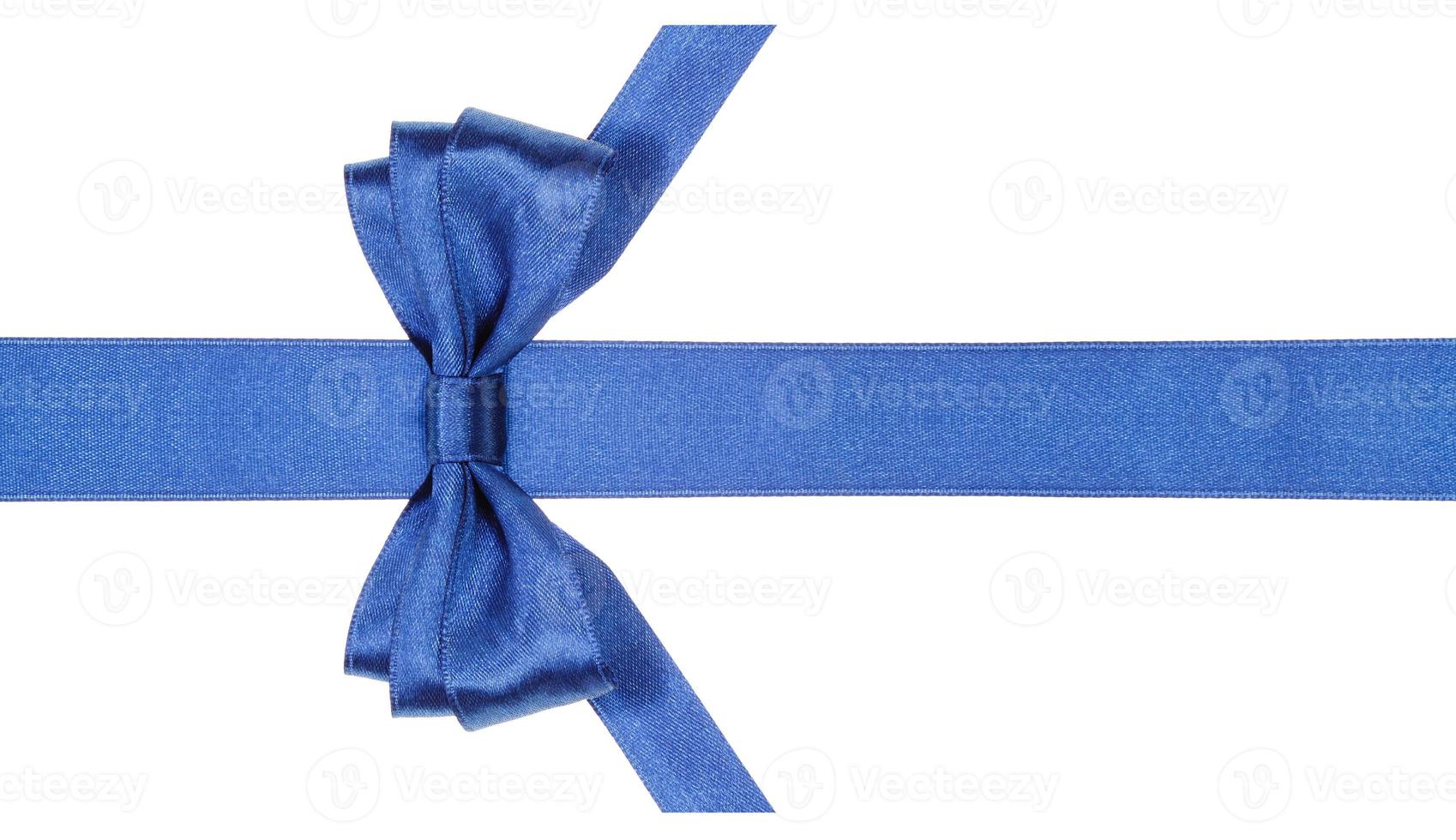 symmetric blue bow with vertically cut end on band photo