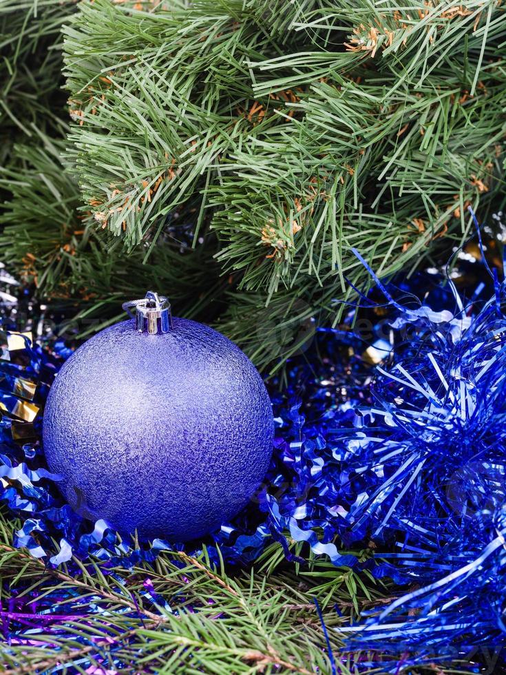 violet Christmas bauble, tinsel, Xmas tree 4 photo