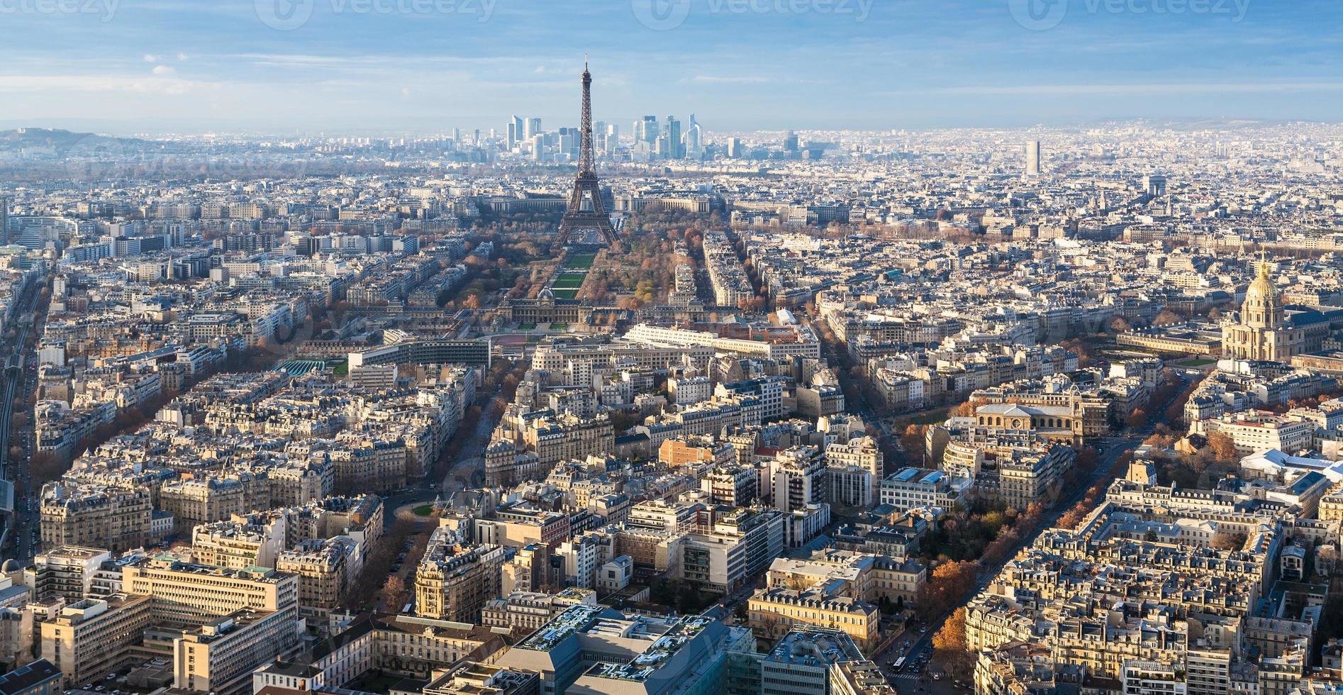 Eiffel Tower and Paris city in winter photo