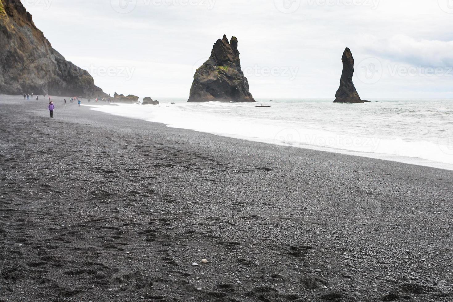 Reynisfjara Beach with Reynisdrangar stacks photo