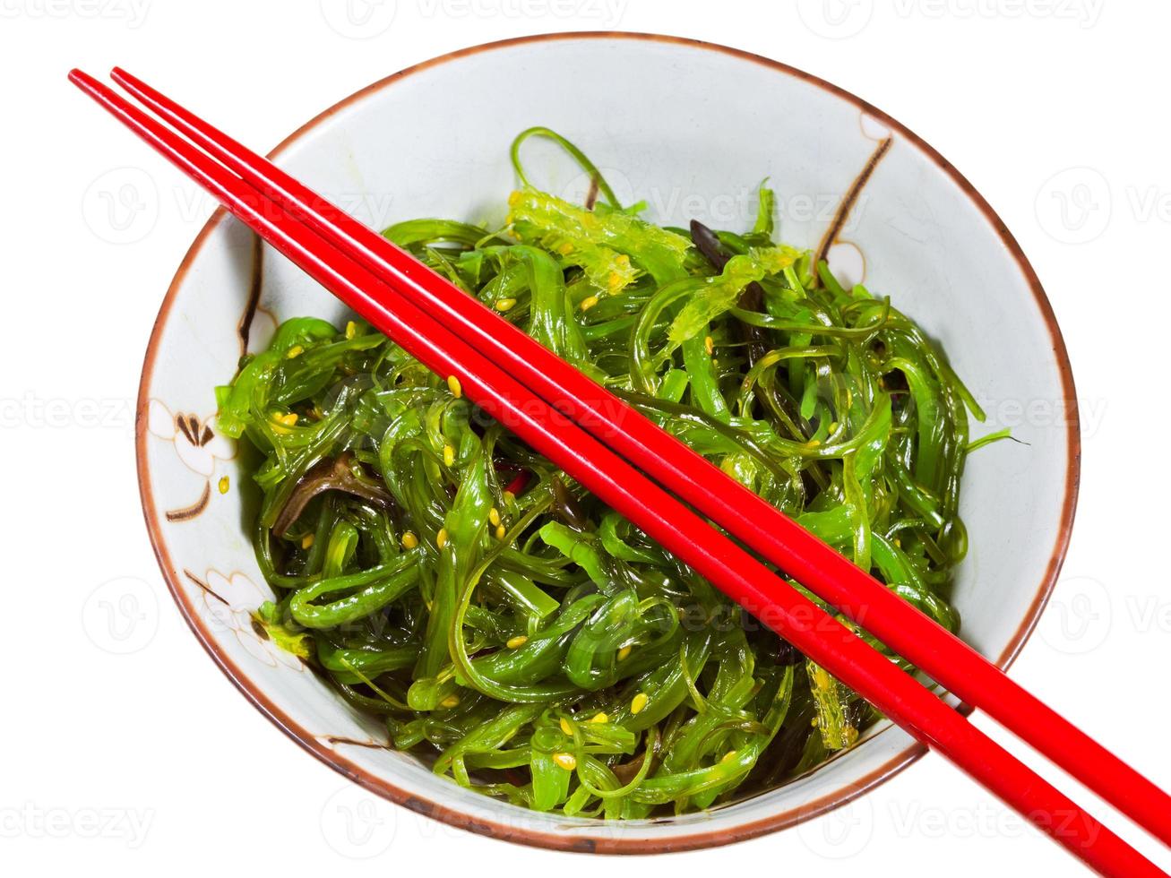 top view of chuka salad - seaweed salad isolated photo