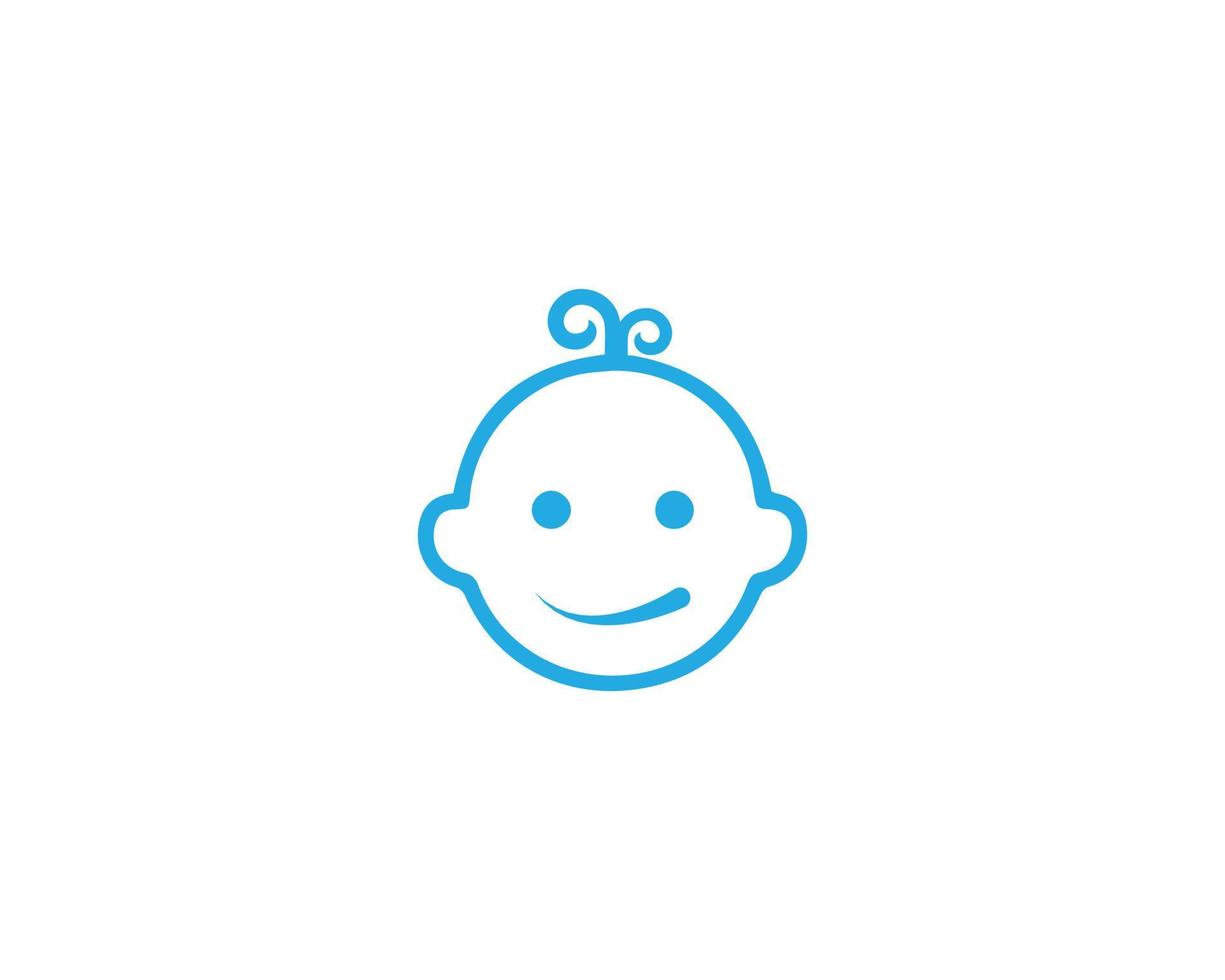 Creative Cute Baby Face Outline Vector Symbol Line Logo Design Concept Template.