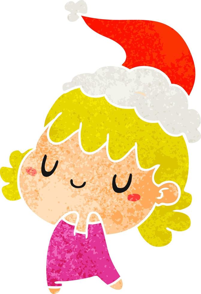 dibujos animados retro de navidad de chica kawaii vector