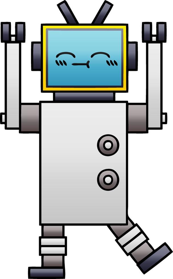 gradient shaded cartoon happy robot vector