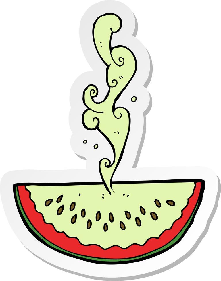 sticker of a cartoon squirting watermelon vector