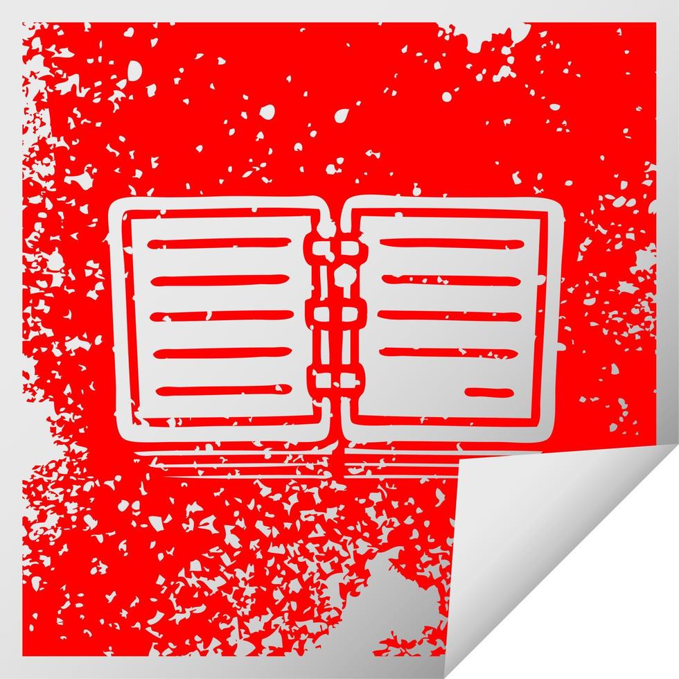 distressed square peeling sticker symbol note book vector