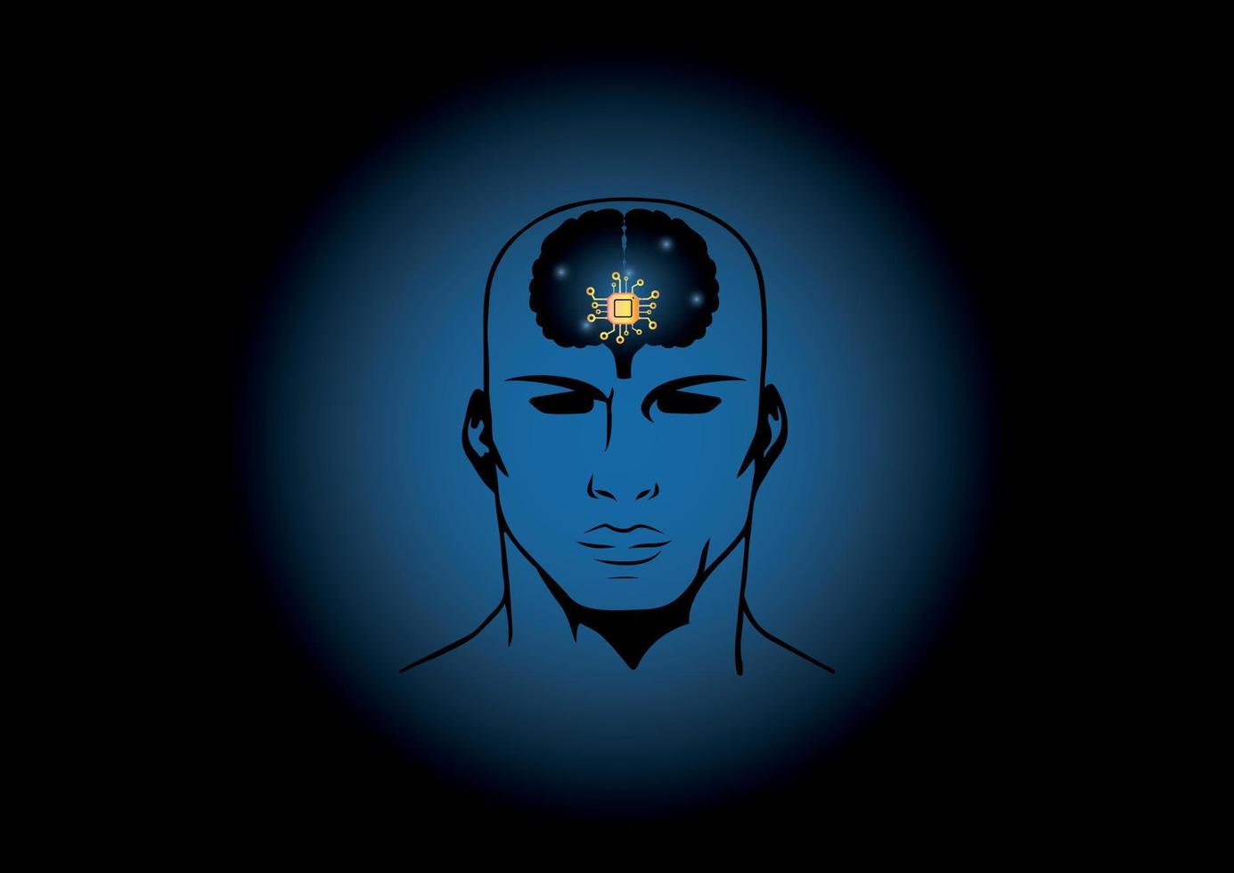 Human head with artificial intelligence brain vector