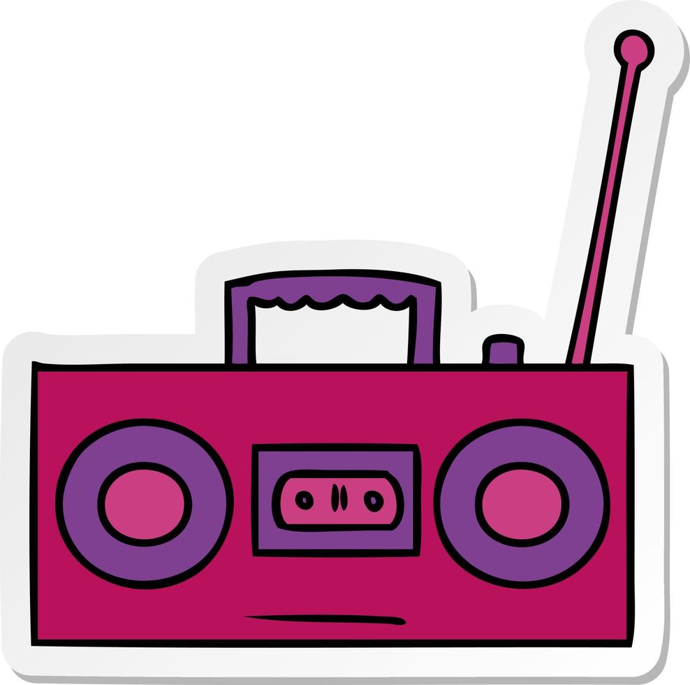 sticker cartoon doodle of a sticker cassette player vector