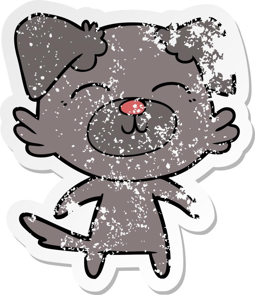 distressed sticker of a cartoon dog vector