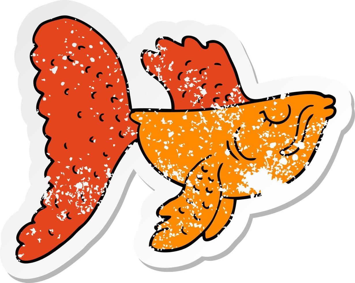 distressed sticker of a cartoon chinese fighting fish vector