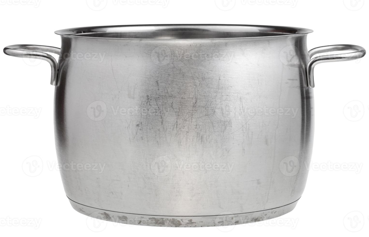 side view of big stainless steel saucepan photo