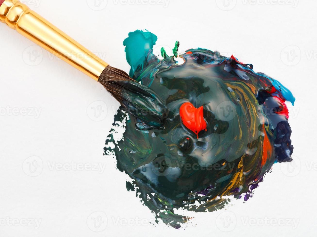 paintbrush blends multicolored watercolors photo