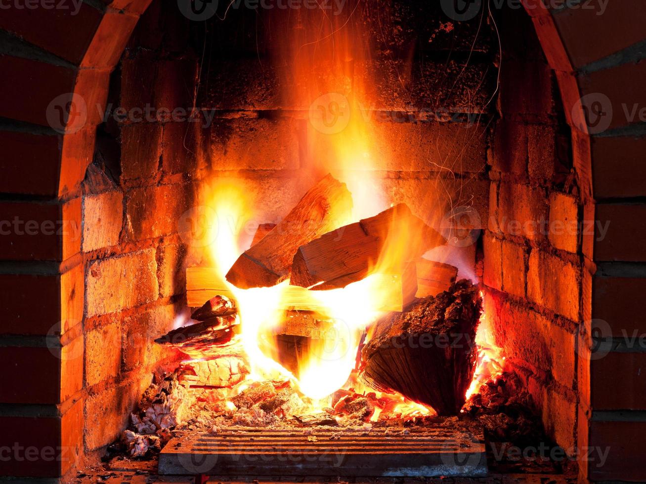 fire in  fireplace photo