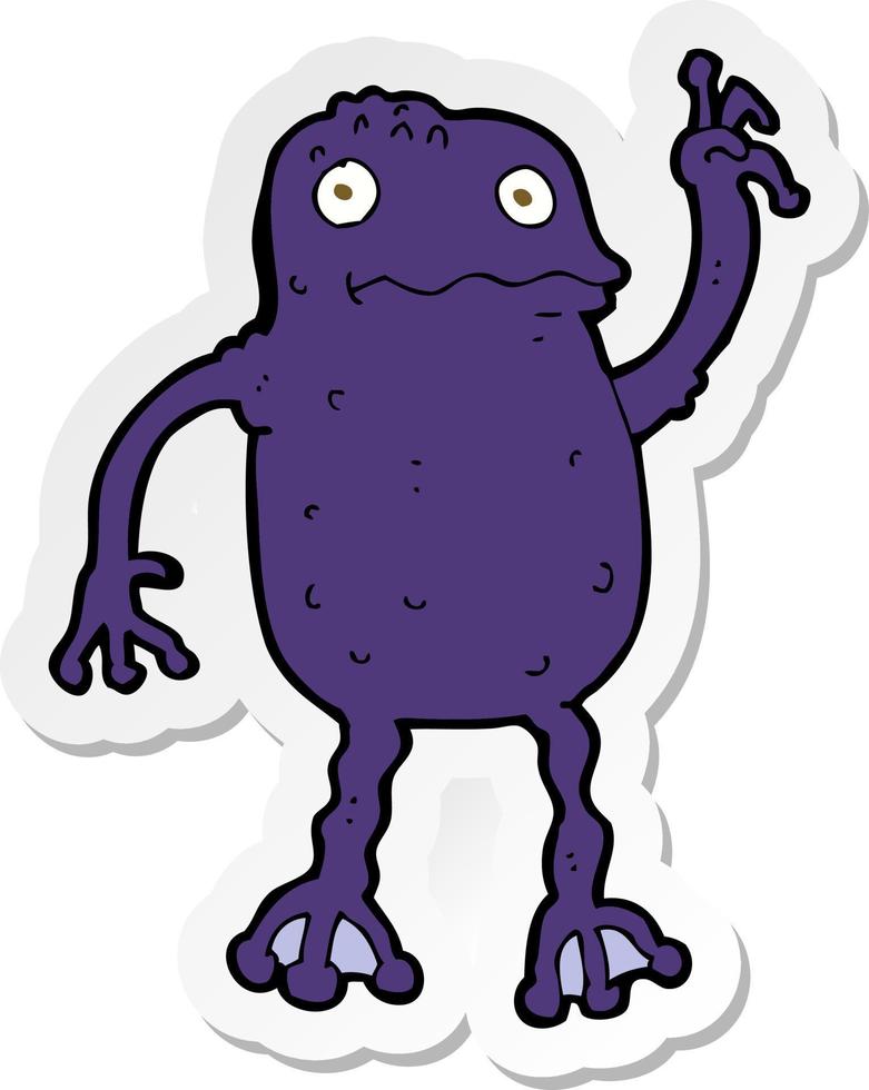 sticker of a cartoon poisonous frog vector