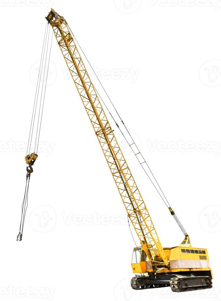 diesel electric yellow crawler crane isolated photo