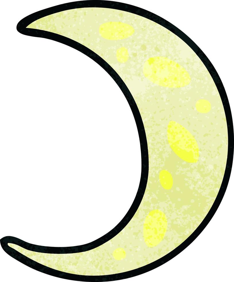 textured cartoon doodle of a crescent moon vector