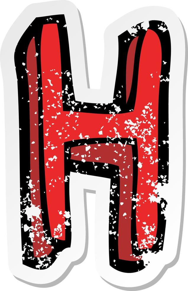 retro distressed sticker of a cartoon letter vector