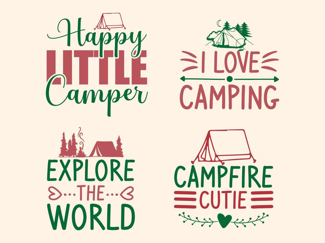 Set of camping  t-shirt design vector