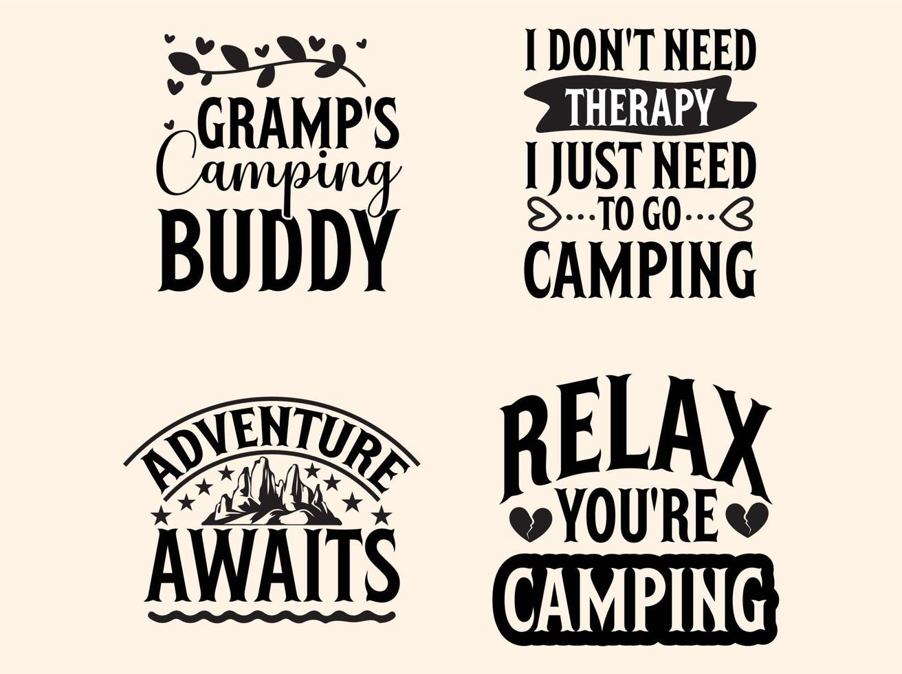 conjunto de diseño de camiseta de camping vector