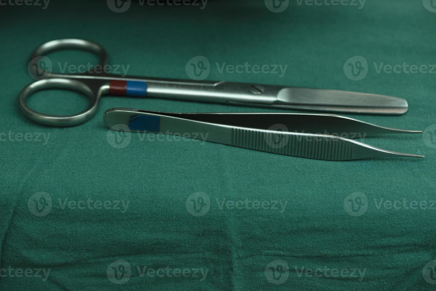 Surgical instruments on the operating room table photo