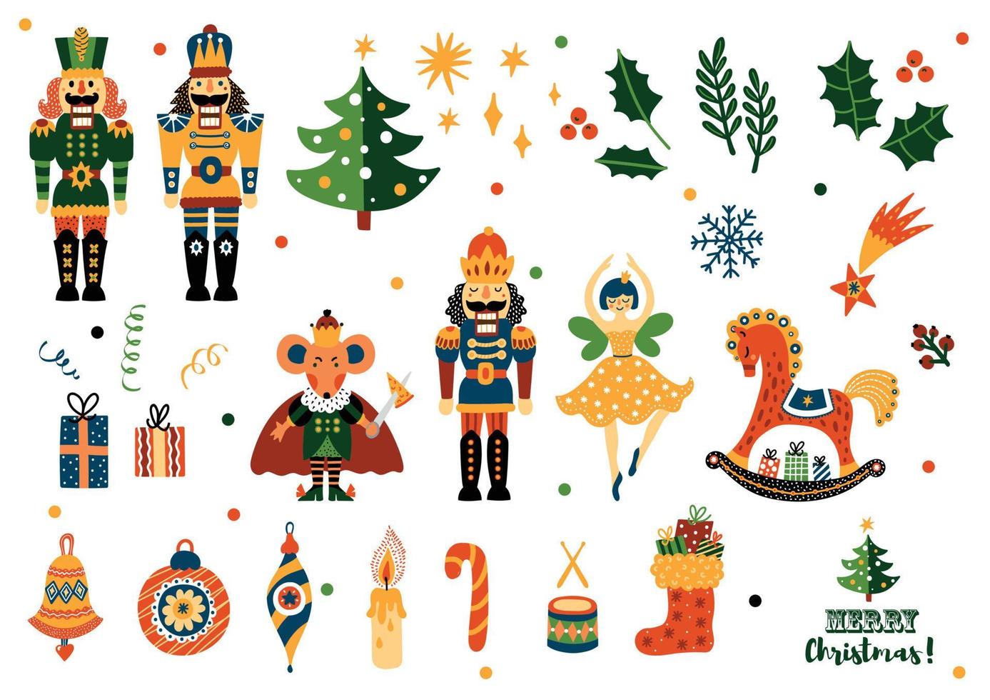 Nutcracker. Set. Magic vector illustration.