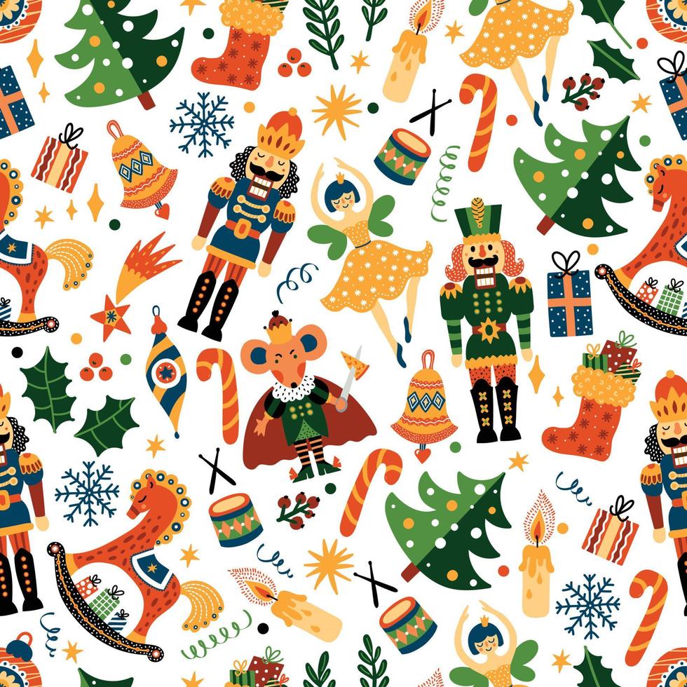 Christmas vector seamless Nutcracker pattern.Seamless pattern can be used for wallpaper, pattern fills, web page background, surface textures.