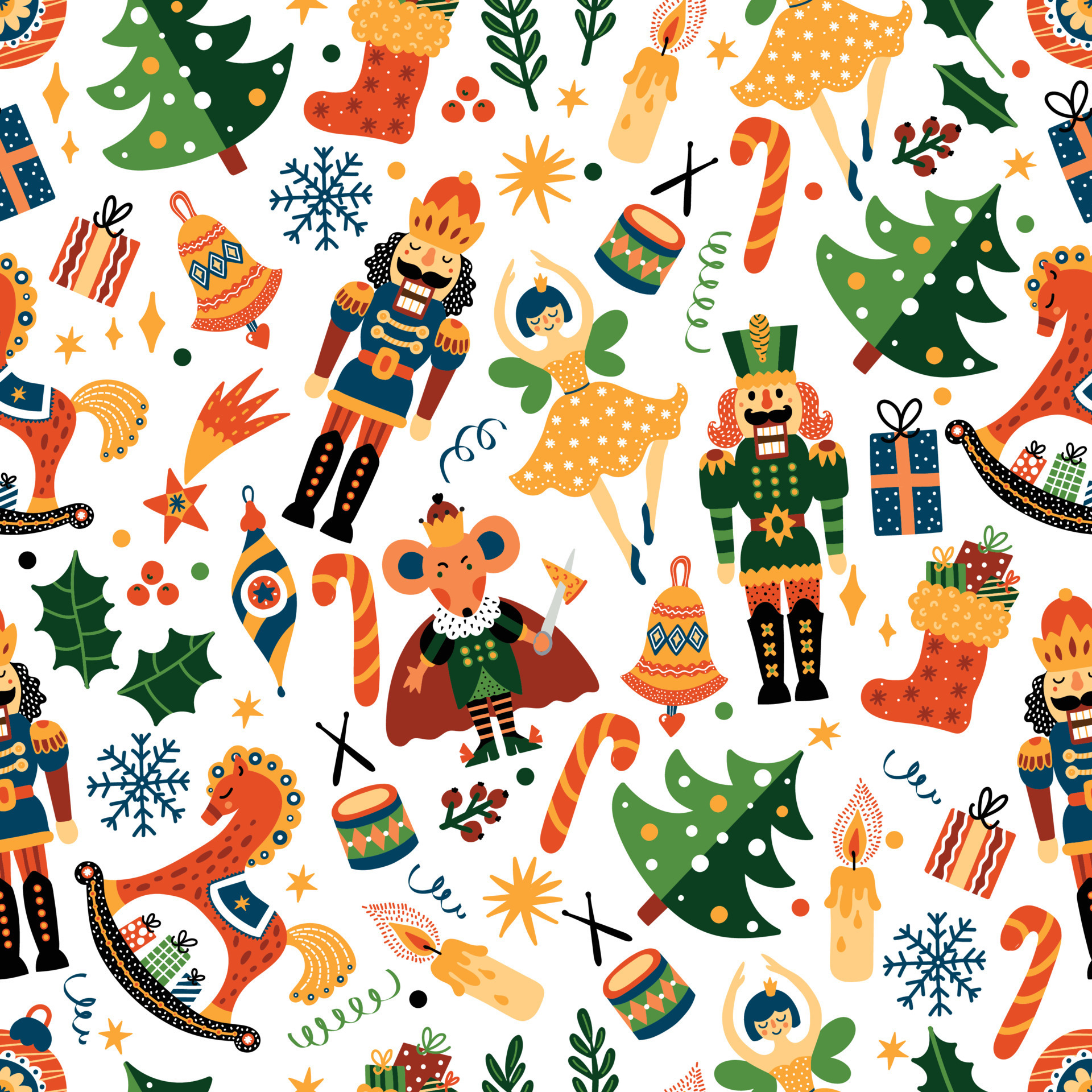 Christmas vector seamless Nutcracker pattern.Seamless pattern can be