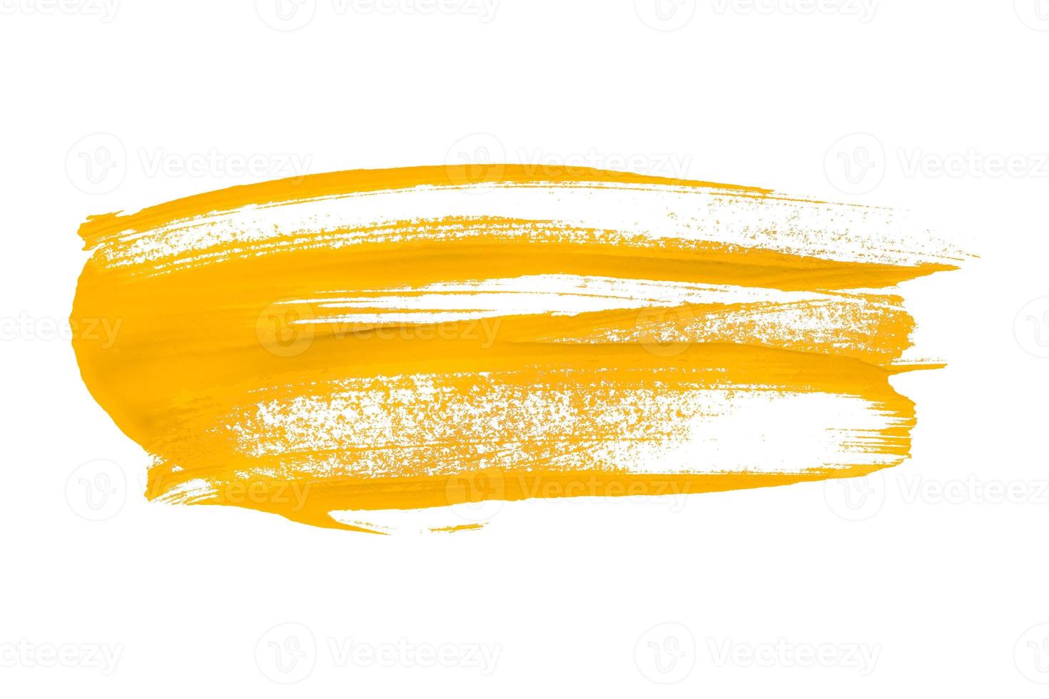 pincel amarillo aislado sobre fondo blanco. acuarela amarilla foto