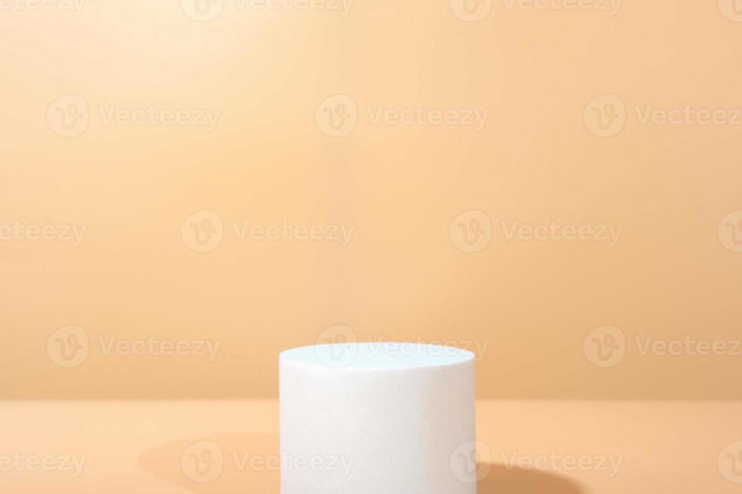 Minimal modern product display on neutral beige background. round white geometric podium. Concept scene stage showcase for new product, promotion sale, presentation. premium mock up. photo
