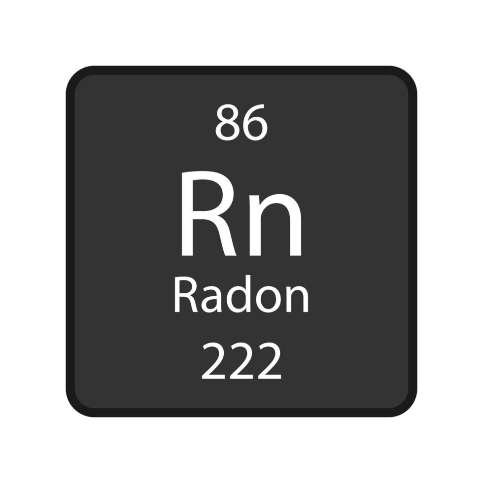 Radon symbol. Chemical element of the periodic table. Vector illustration.