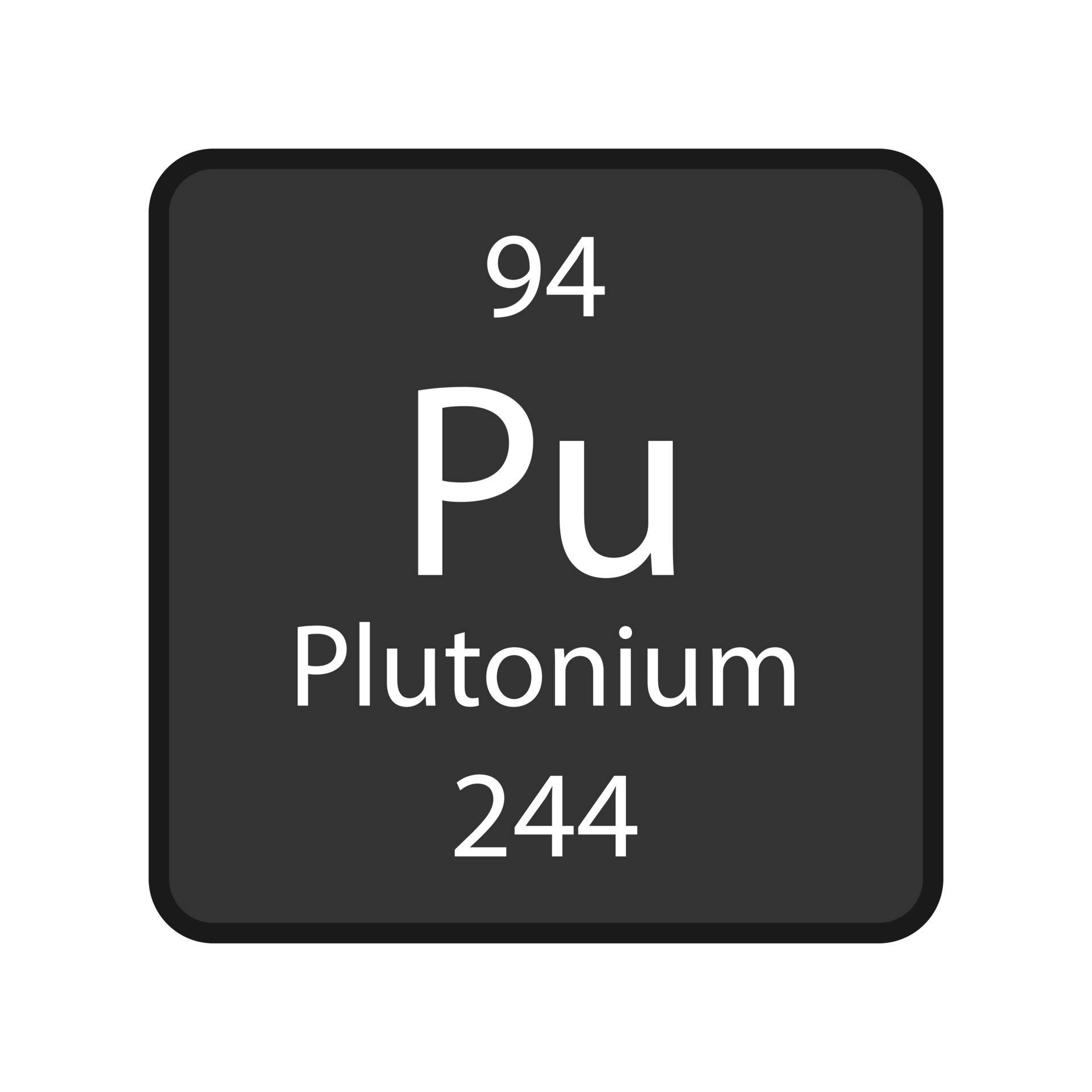 Plutonium symbol. Chemical element of the periodic table. Vector