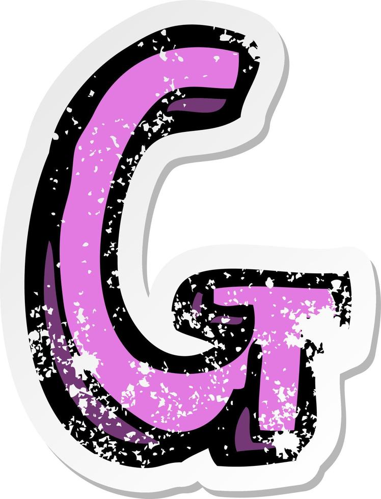 retro distressed sticker of a cartoon letter vector