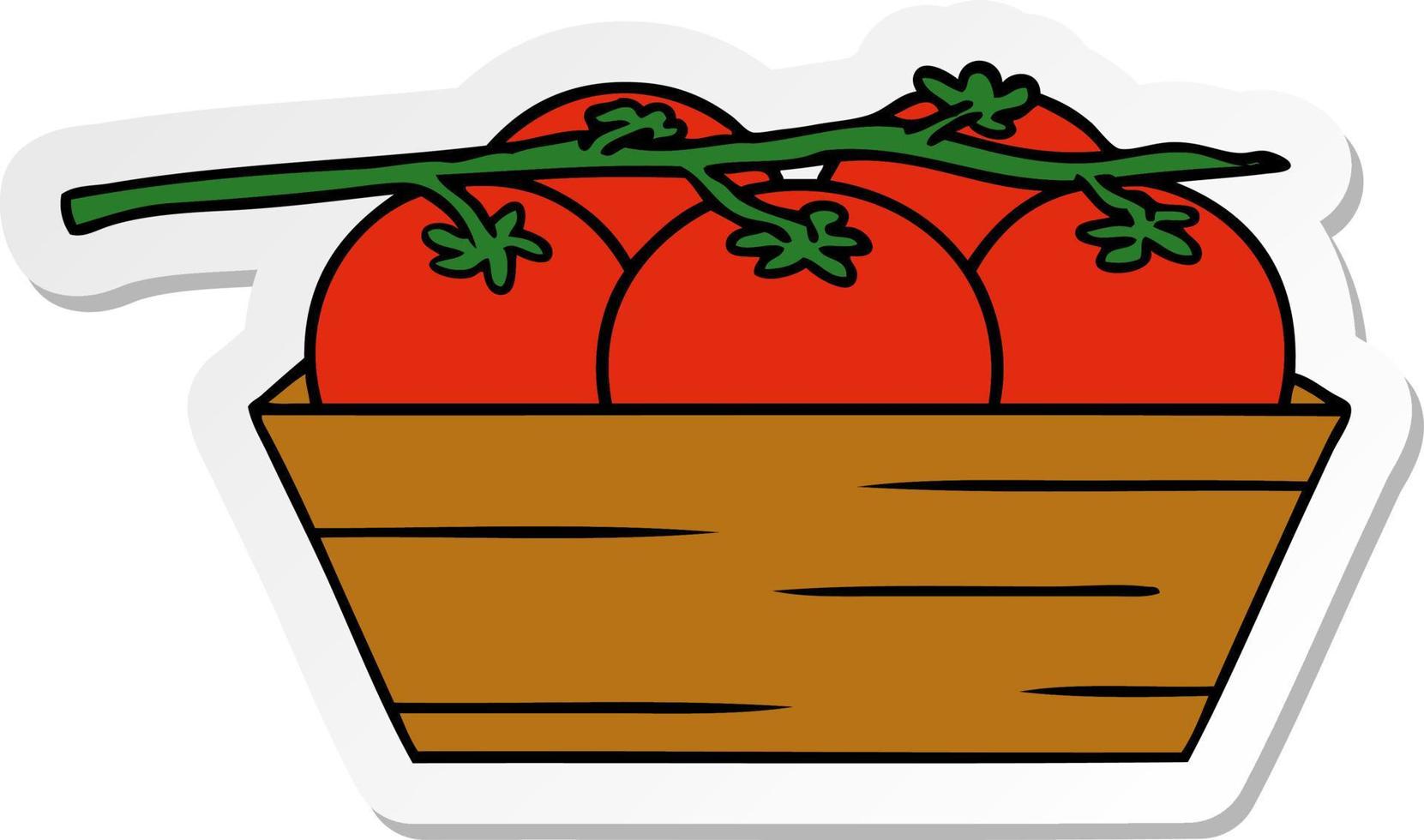 sticker cartoon doodle of a box of tomatoes vector