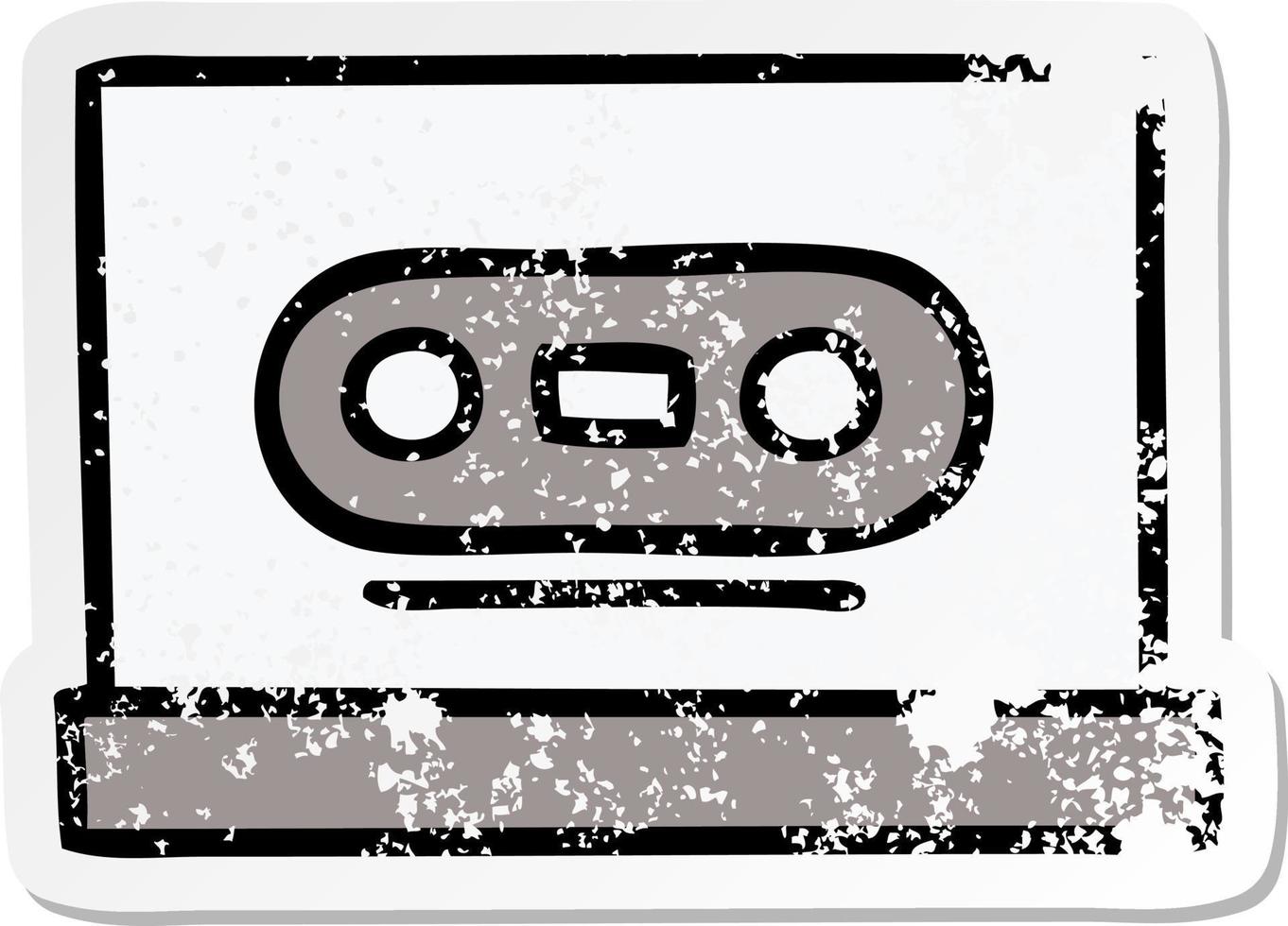 distressed sticker of a cute cartoon retro cassette vector