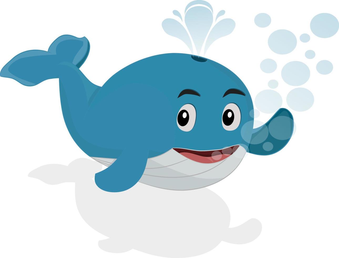 lindo personaje de dibujos animados de ballena azul vector