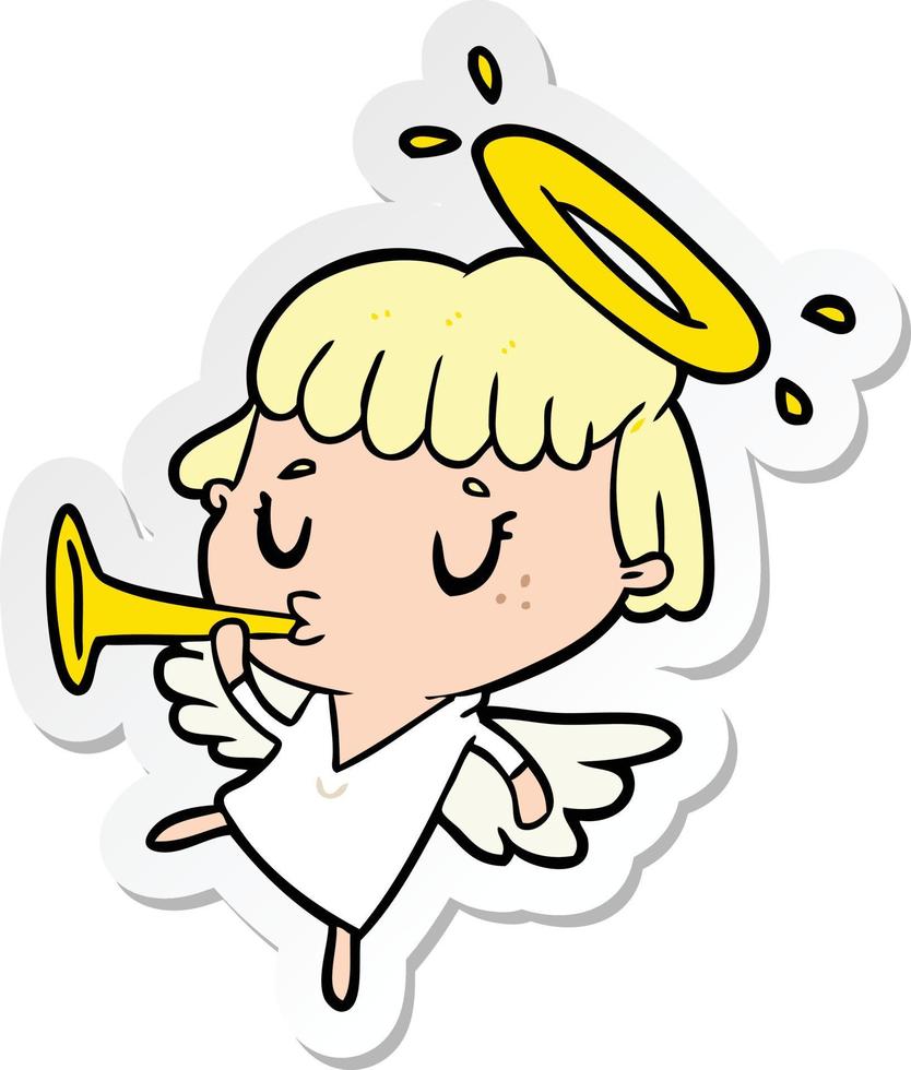 sticker of a cartoon angel vector