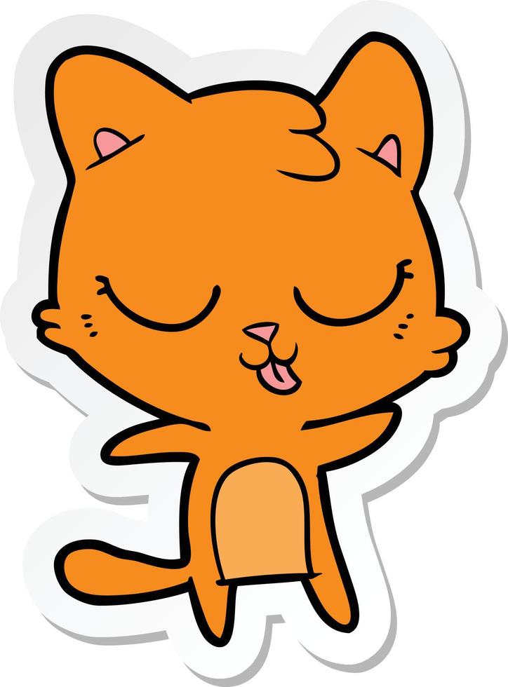 sticker of a cute cartoon cat vector