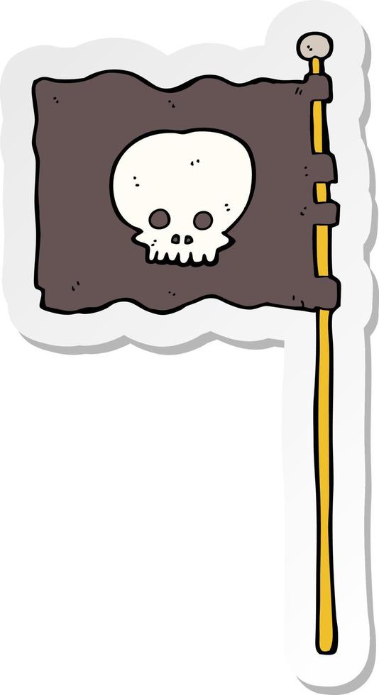 sticker of a cartoon waving pirate flag vector