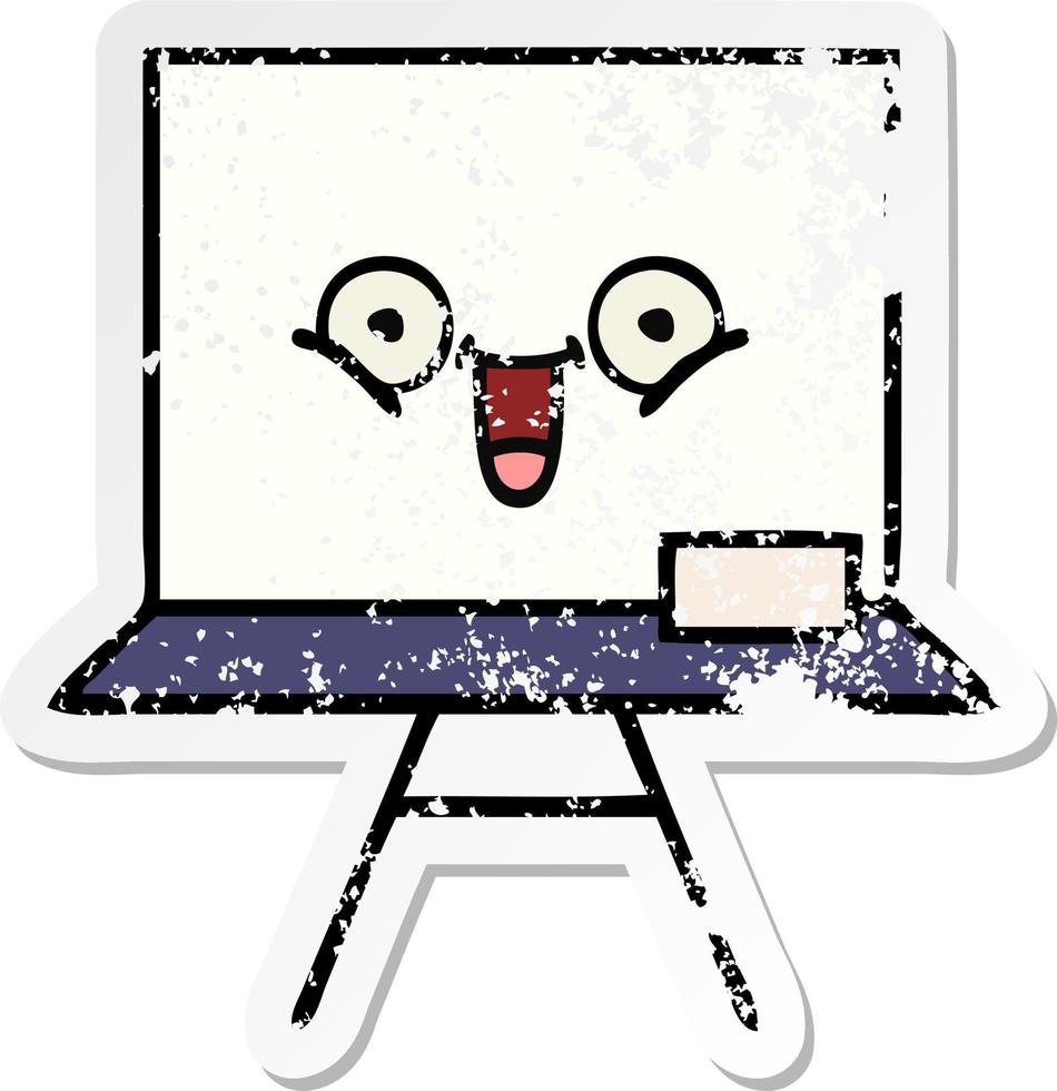 distressed sticker of a cute cartoon white board vector