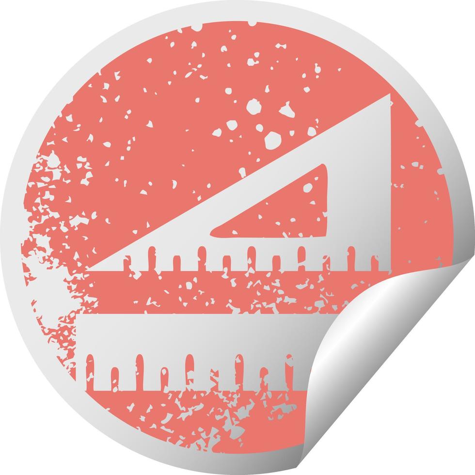 distressed circular peeling sticker symbol maths set vector