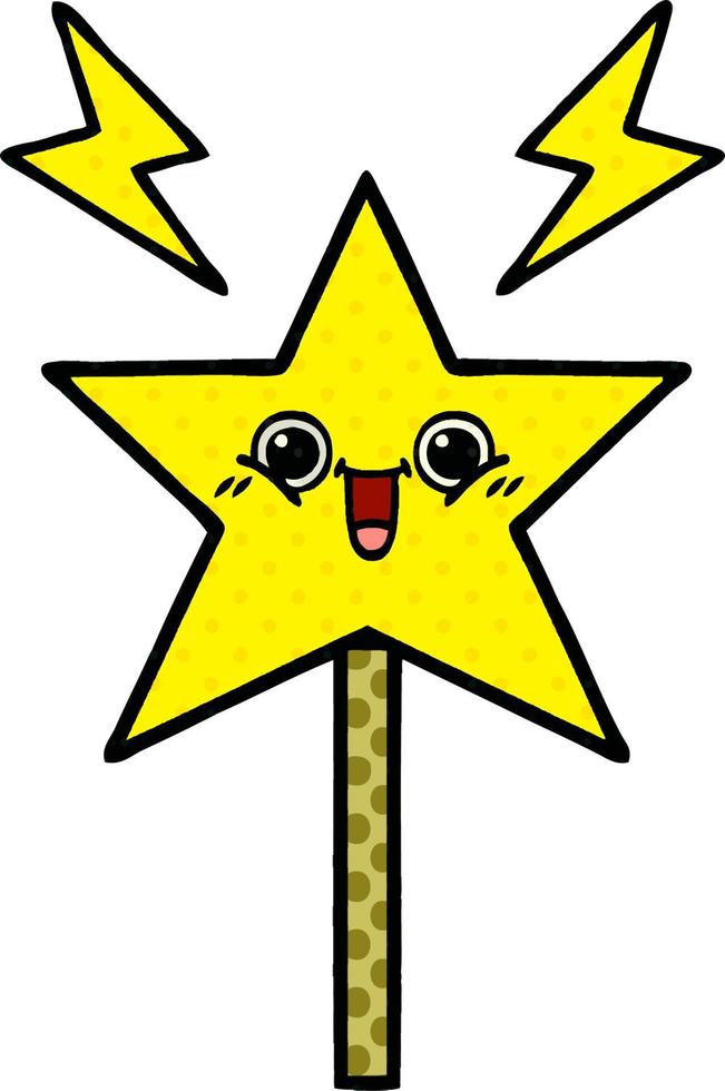 comic book style cartoon magic wand vector