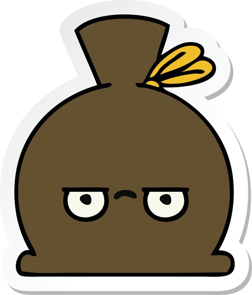 sticker of a cute cartoon sack vector