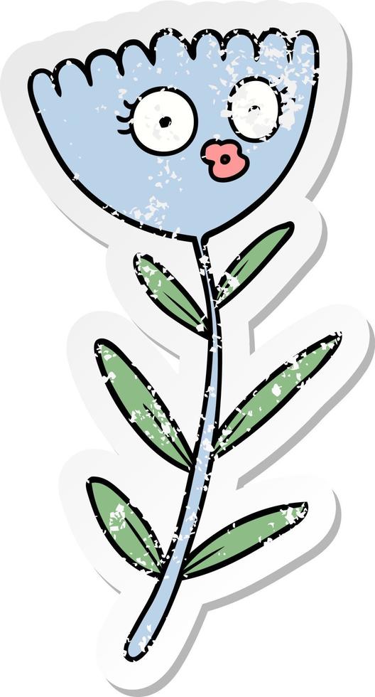 distressed sticker of a cartoon flower dancing vector